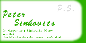 peter sinkovits business card
