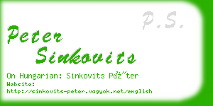 peter sinkovits business card